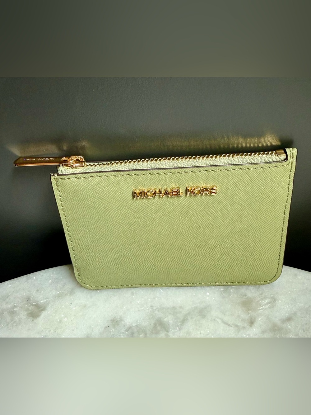 NWT Michael Kors Small Saffiano
Leather Coin Pouch Wallet - Light Sage